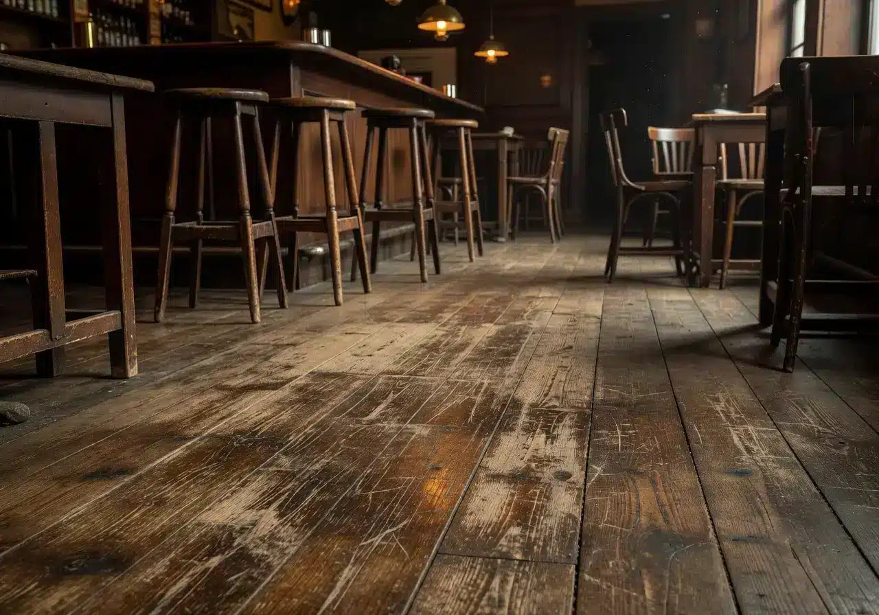 Stuhlgleiter in einem ruhigen Restaurant mit gedeckten Tischen