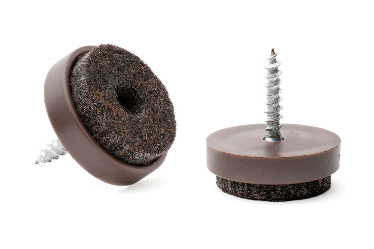 Nagelgleiter rund mit Filz und Schraube (extra stark) - Braun - Stuhlgleitershop.de