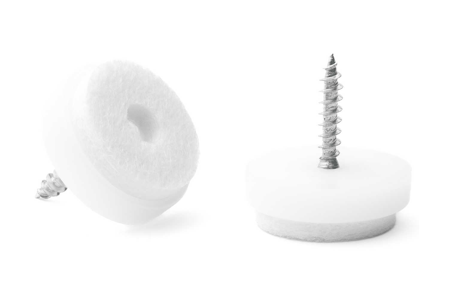 Nagelgleiter rund mit Filz und Schraube (extra stark) - Weiss - Stuhlgleitershop.de