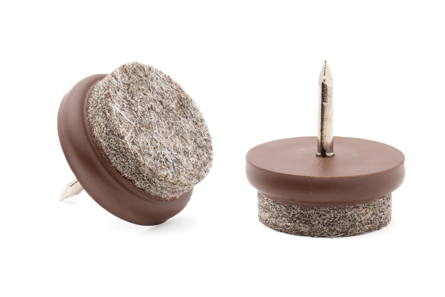Nagelgleiter rund mit versteiftem Wollfilz (extra haltbar) - Braun - Stuhlgleitershop.de