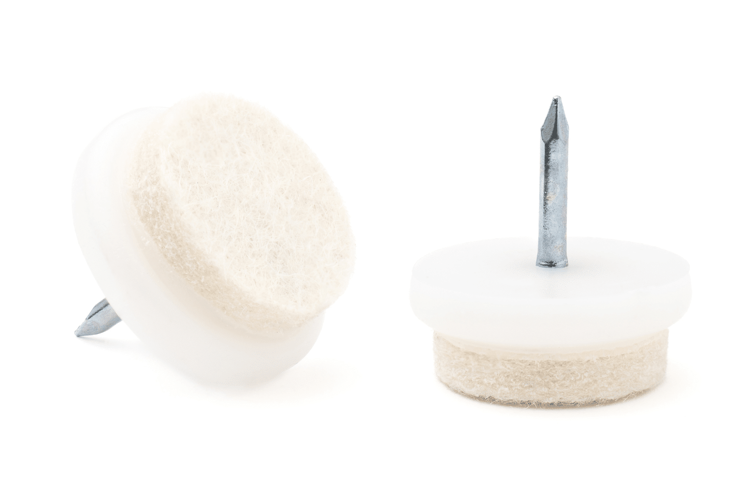 Nagelgleiter rund mit versteiftem Wollfilz (extra haltbar) -Weiss - Stuhlgleitershop.de