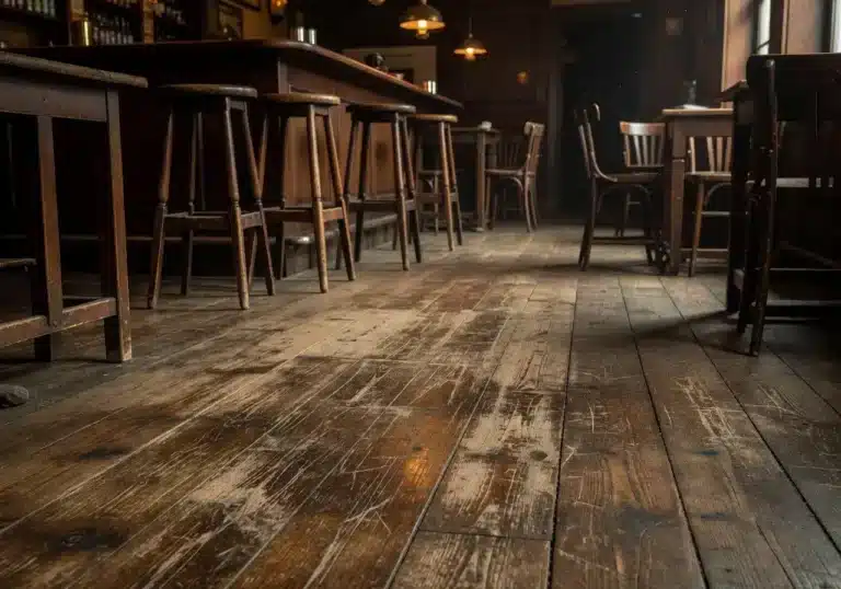 Stuhlgleiter in einem ruhigen restaurant mit gedeckten tischen